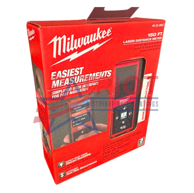 Milwaukee 48-22-9802 Backlit Color Screen Distance Meter, 150' Range